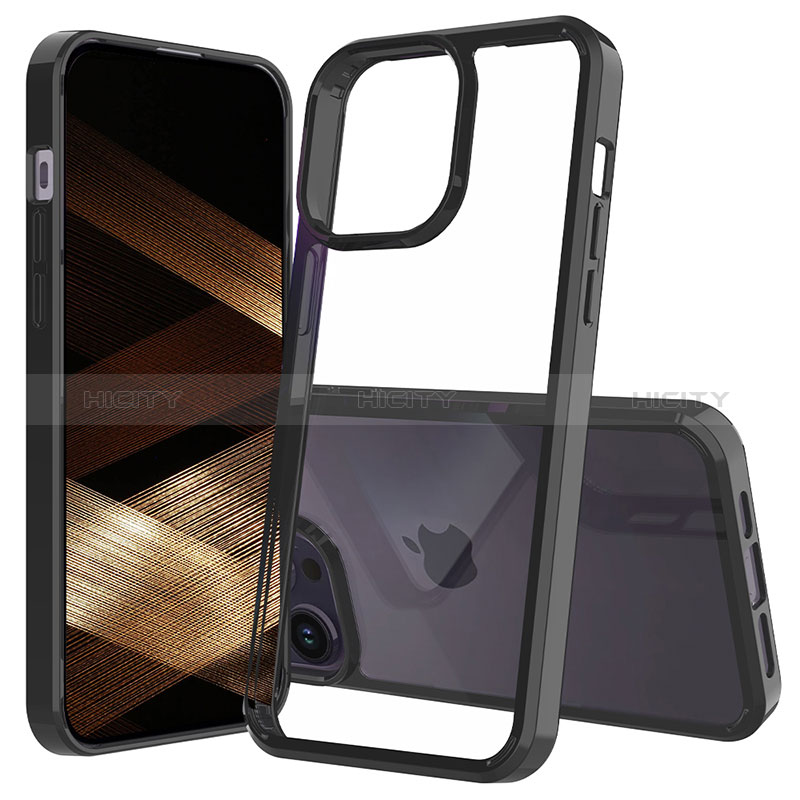 Silikon Schutzhülle Rahmen Tasche Hülle Durchsichtig Transparent 360 Grad Ganzkörper ZJ2 für Apple iPhone 16 Pro Schwarz Plus