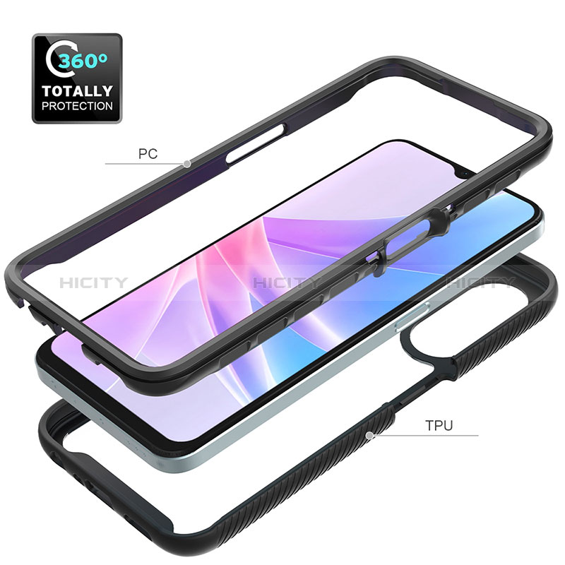 Silikon Schutzhülle Rahmen Tasche Hülle Durchsichtig Transparent 360 Grad Ganzkörper ZJ2 für Oppo A58 5G groß