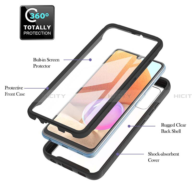 Silikon Schutzhülle Rahmen Tasche Hülle Durchsichtig Transparent 360 Grad Ganzkörper ZJ2 für Samsung Galaxy A32 4G groß