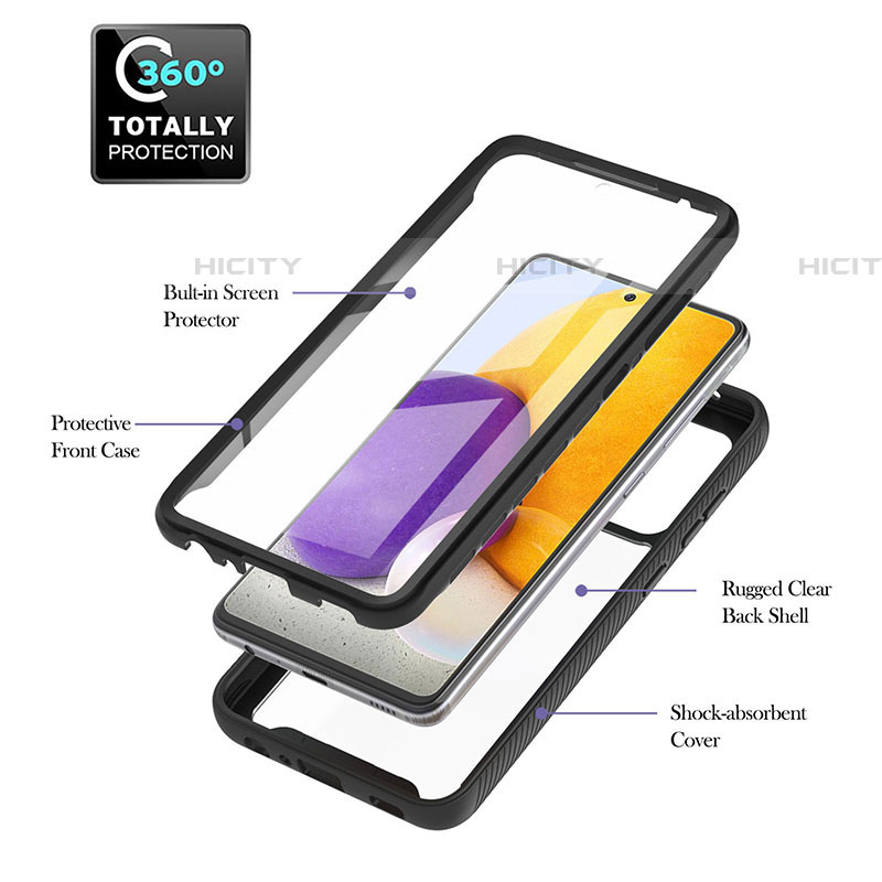 Silikon Schutzhülle Rahmen Tasche Hülle Durchsichtig Transparent 360 Grad Ganzkörper ZJ2 für Samsung Galaxy A72 4G groß