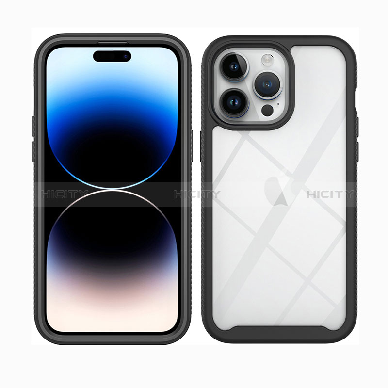 Silikon Schutzhülle Rahmen Tasche Hülle Durchsichtig Transparent 360 Grad Ganzkörper ZJ3 für Apple iPhone 14 Pro Max