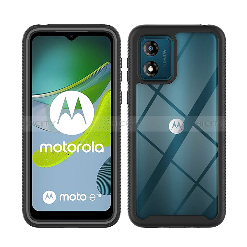 Silikon Schutzhülle Rahmen Tasche Hülle Durchsichtig Transparent 360 Grad Ganzkörper ZJ3 für Motorola Moto E13 groß