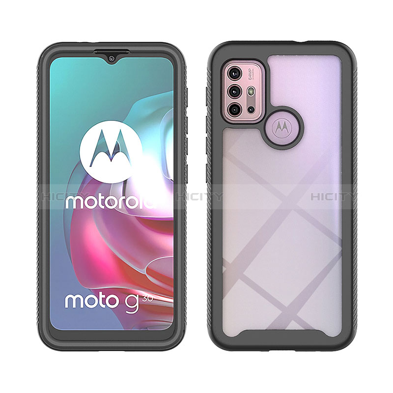 Silikon Schutzhülle Rahmen Tasche Hülle Durchsichtig Transparent 360 Grad Ganzkörper ZJ3 für Motorola Moto G10