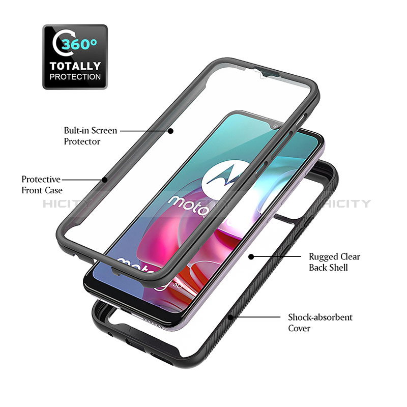 Silikon Schutzhülle Rahmen Tasche Hülle Durchsichtig Transparent 360 Grad Ganzkörper ZJ3 für Motorola Moto G10