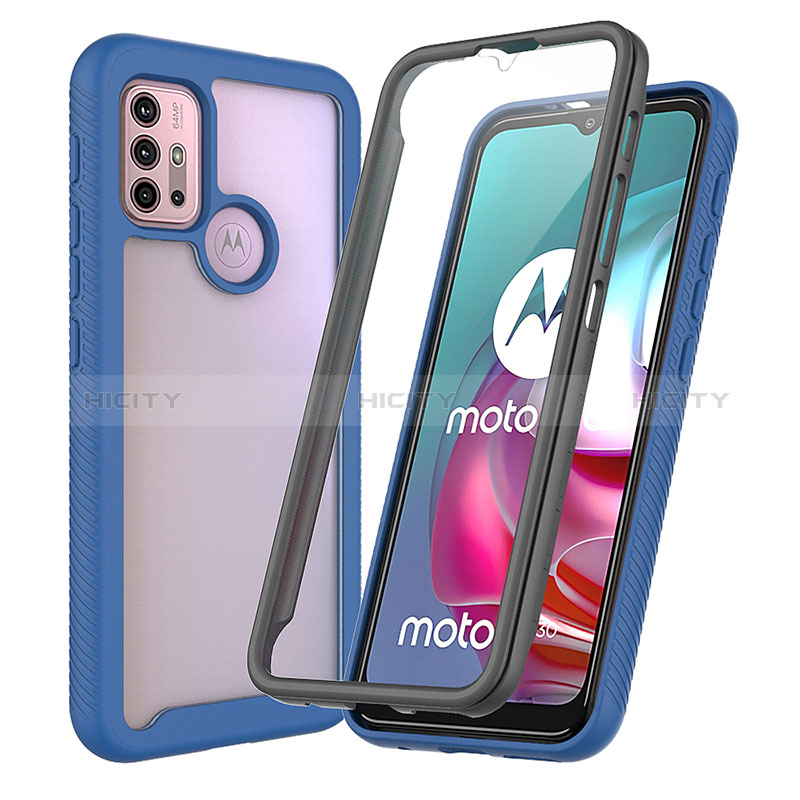 Silikon Schutzhülle Rahmen Tasche Hülle Durchsichtig Transparent 360 Grad Ganzkörper ZJ3 für Motorola Moto G10 Power groß