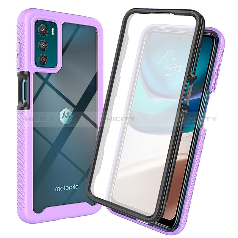 Silikon Schutzhülle Rahmen Tasche Hülle Durchsichtig Transparent 360 Grad Ganzkörper ZJ3 für Motorola Moto G42 Violett Plus