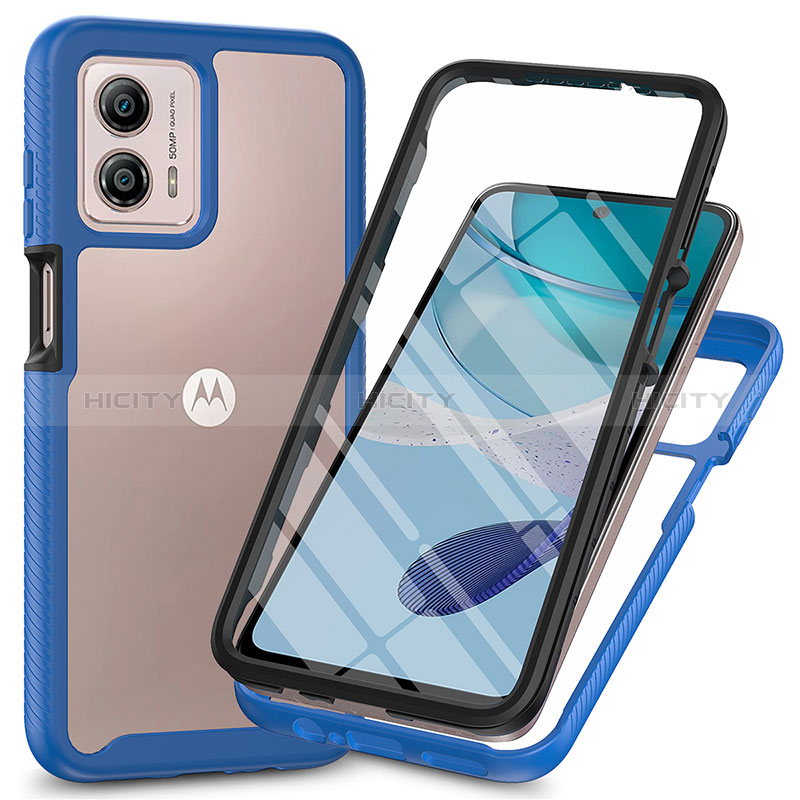 Silikon Schutzhülle Rahmen Tasche Hülle Durchsichtig Transparent 360 Grad Ganzkörper ZJ3 für Motorola Moto G53 5G groß