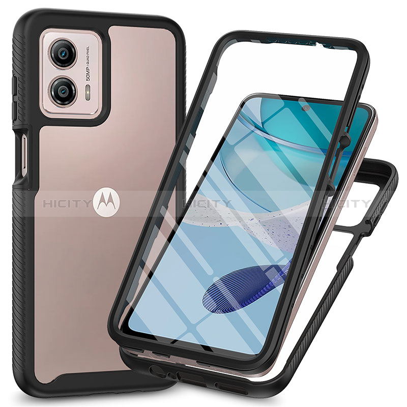 Silikon Schutzhülle Rahmen Tasche Hülle Durchsichtig Transparent 360 Grad Ganzkörper ZJ3 für Motorola Moto G53 5G groß