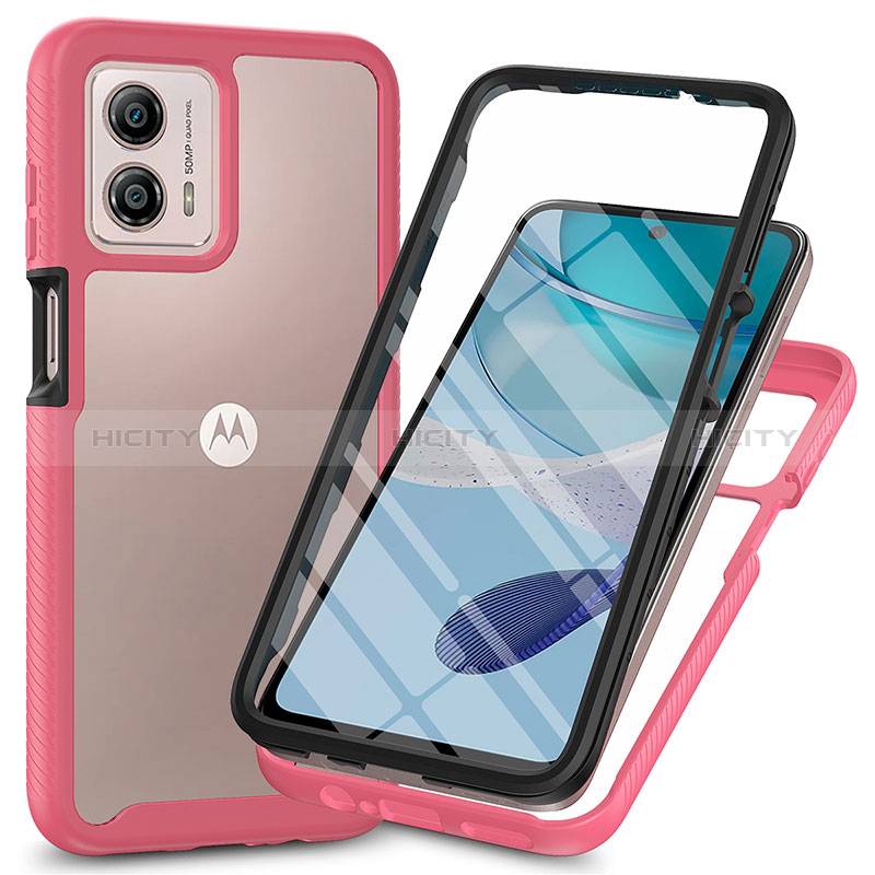 Silikon Schutzhülle Rahmen Tasche Hülle Durchsichtig Transparent 360 Grad Ganzkörper ZJ3 für Motorola Moto G53 5G groß