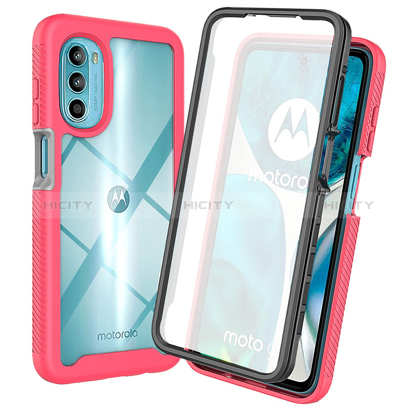 Silikon Schutzhülle Rahmen Tasche Hülle Durchsichtig Transparent 360 Grad Ganzkörper ZJ3 für Motorola Moto G82 5G Pink