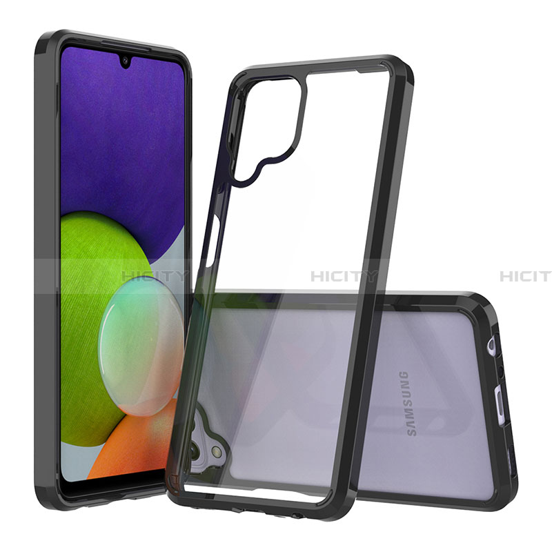 Silikon Schutzhülle Rahmen Tasche Hülle Durchsichtig Transparent 360 Grad Ganzkörper ZJ3 für Samsung Galaxy A22 4G Schwarz Plus