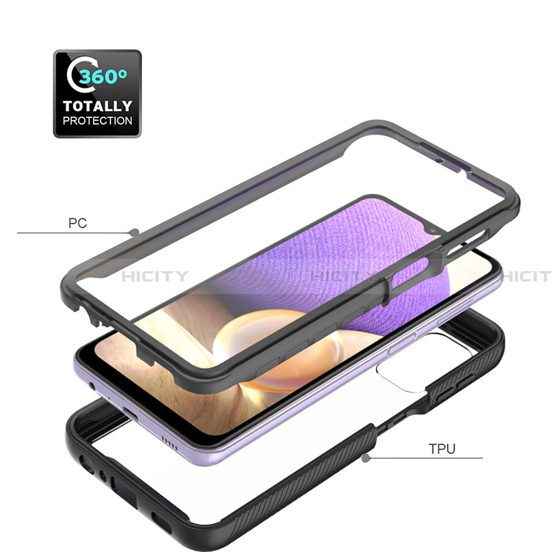 Silikon Schutzhülle Rahmen Tasche Hülle Durchsichtig Transparent 360 Grad Ganzkörper ZJ3 für Samsung Galaxy A32 4G groß