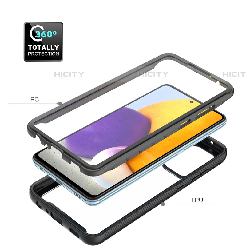 Silikon Schutzhülle Rahmen Tasche Hülle Durchsichtig Transparent 360 Grad Ganzkörper ZJ3 für Samsung Galaxy A72 4G groß