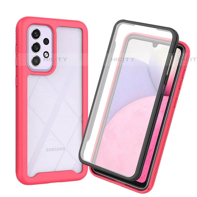 Silikon Schutzhülle Rahmen Tasche Hülle Durchsichtig Transparent 360 Grad Ganzkörper ZJ3 für Samsung Galaxy A73 5G Pink