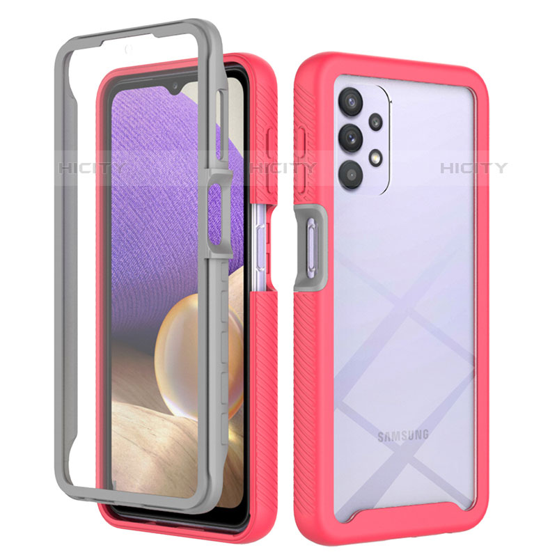 Silikon Schutzhülle Rahmen Tasche Hülle Durchsichtig Transparent 360 Grad Ganzkörper ZJ3 für Samsung Galaxy M32 5G Pink