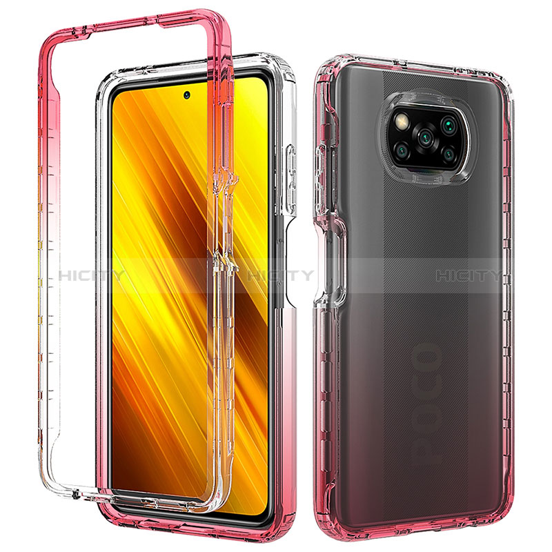 Silikon Schutzhülle Rahmen Tasche Hülle Durchsichtig Transparent 360 Grad Ganzkörper ZJ3 für Xiaomi Poco X3 Pro