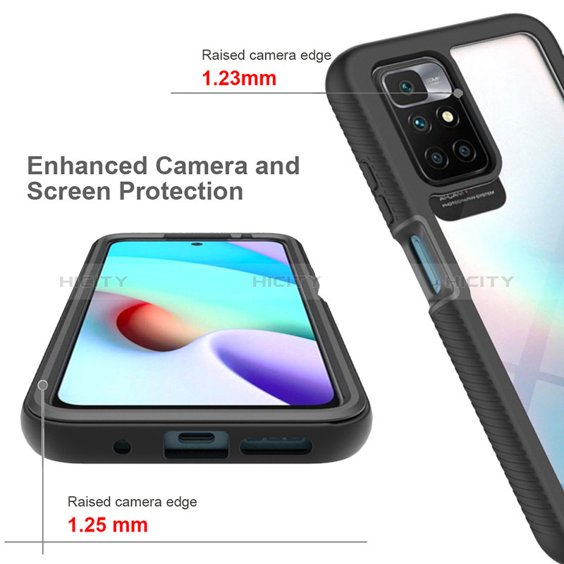 Silikon Schutzhülle Rahmen Tasche Hülle Durchsichtig Transparent 360 Grad Ganzkörper ZJ3 für Xiaomi Redmi 10 4G groß