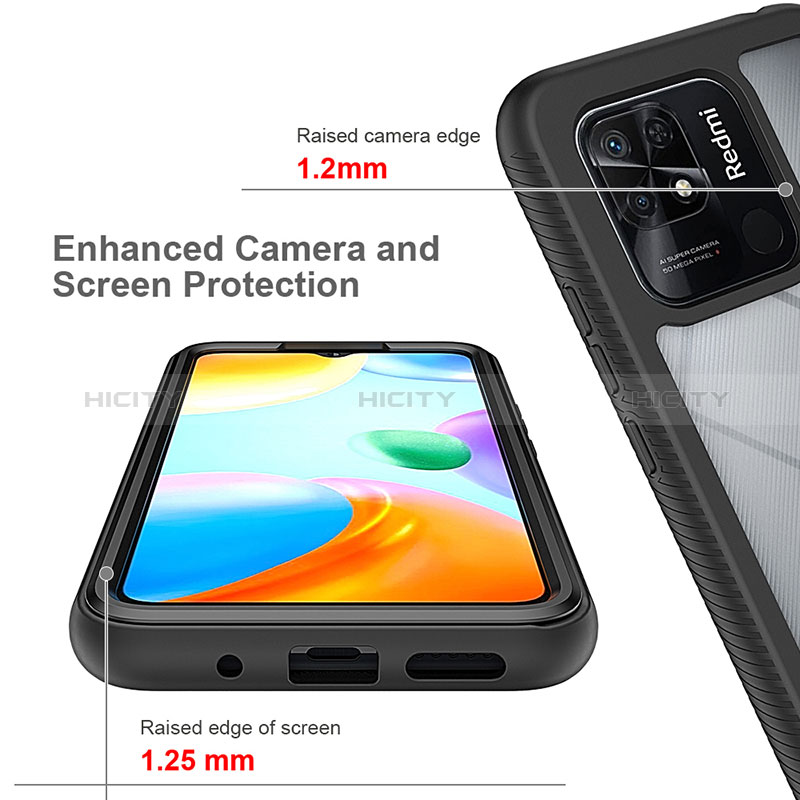 Silikon Schutzhülle Rahmen Tasche Hülle Durchsichtig Transparent 360 Grad Ganzkörper ZJ3 für Xiaomi Redmi 10 Power