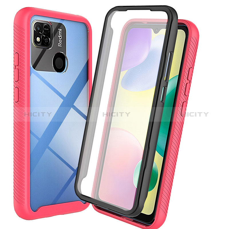 Silikon Schutzhülle Rahmen Tasche Hülle Durchsichtig Transparent 360 Grad Ganzkörper ZJ3 für Xiaomi Redmi 9 Activ Pink