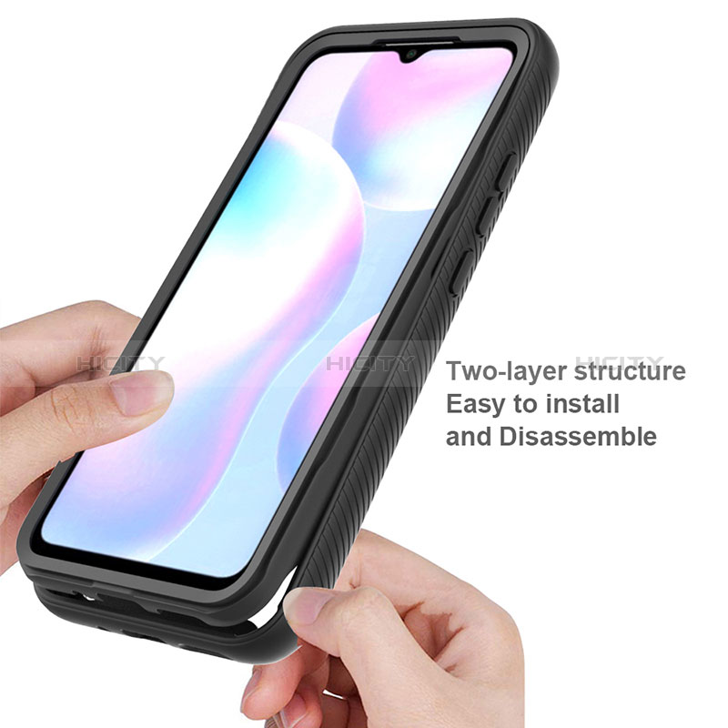 Silikon Schutzhülle Rahmen Tasche Hülle Durchsichtig Transparent 360 Grad Ganzkörper ZJ3 für Xiaomi Redmi 9A groß