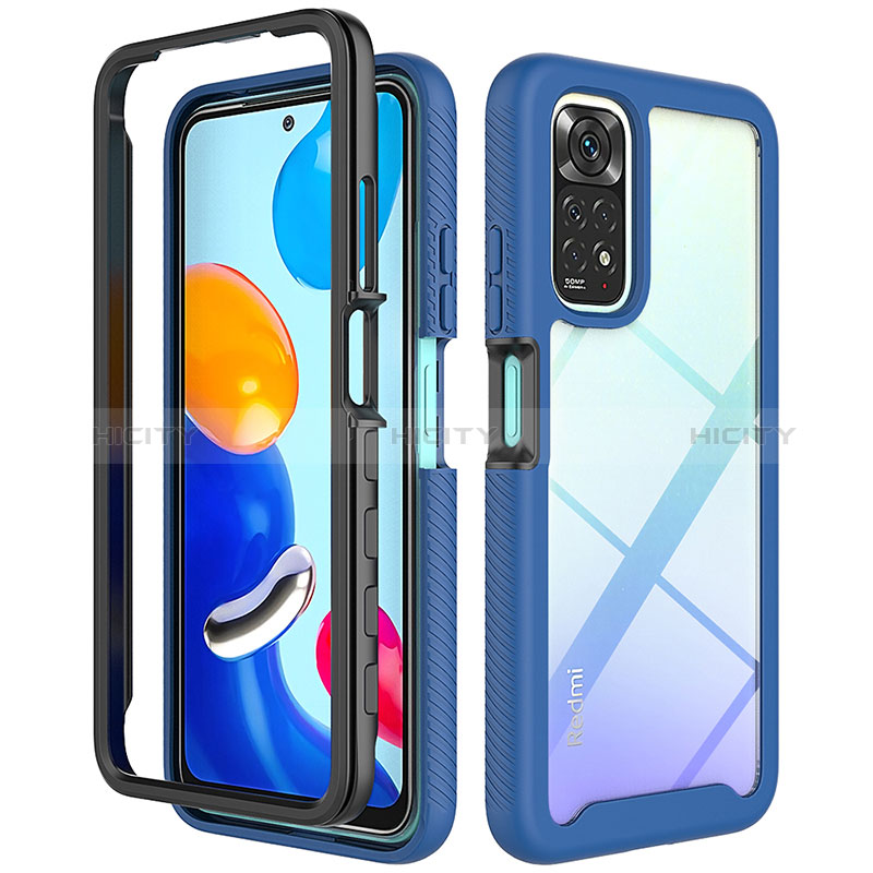 Silikon Schutzhülle Rahmen Tasche Hülle Durchsichtig Transparent 360 Grad Ganzkörper ZJ3 für Xiaomi Redmi Note 11 4G (2022) Blau Plus