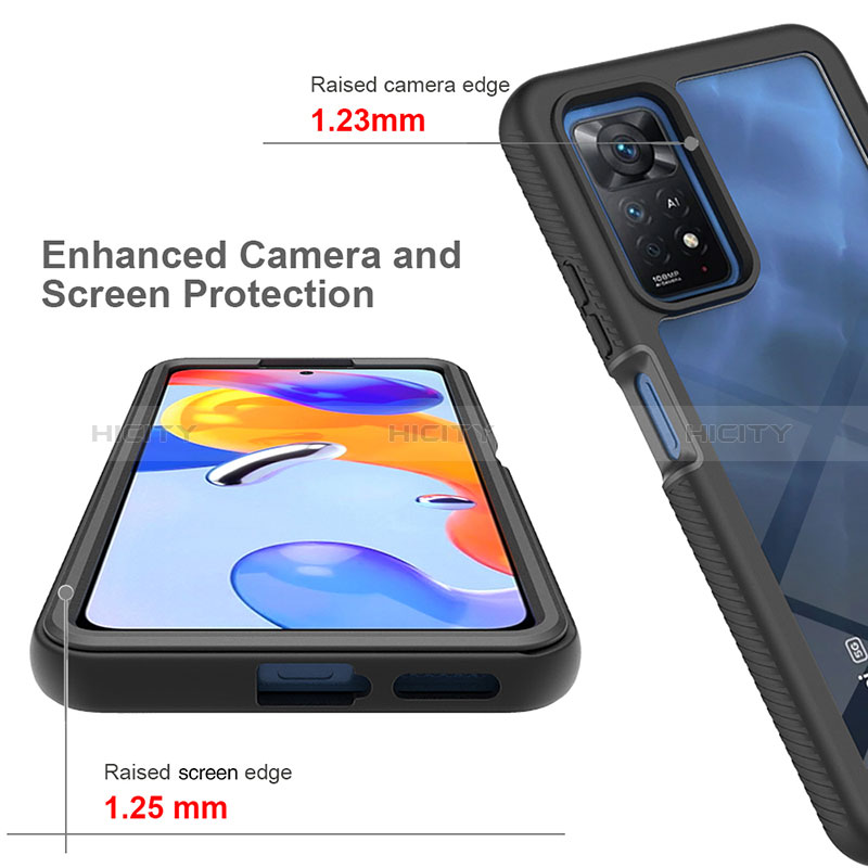 Silikon Schutzhülle Rahmen Tasche Hülle Durchsichtig Transparent 360 Grad Ganzkörper ZJ3 für Xiaomi Redmi Note 11 Pro 4G groß