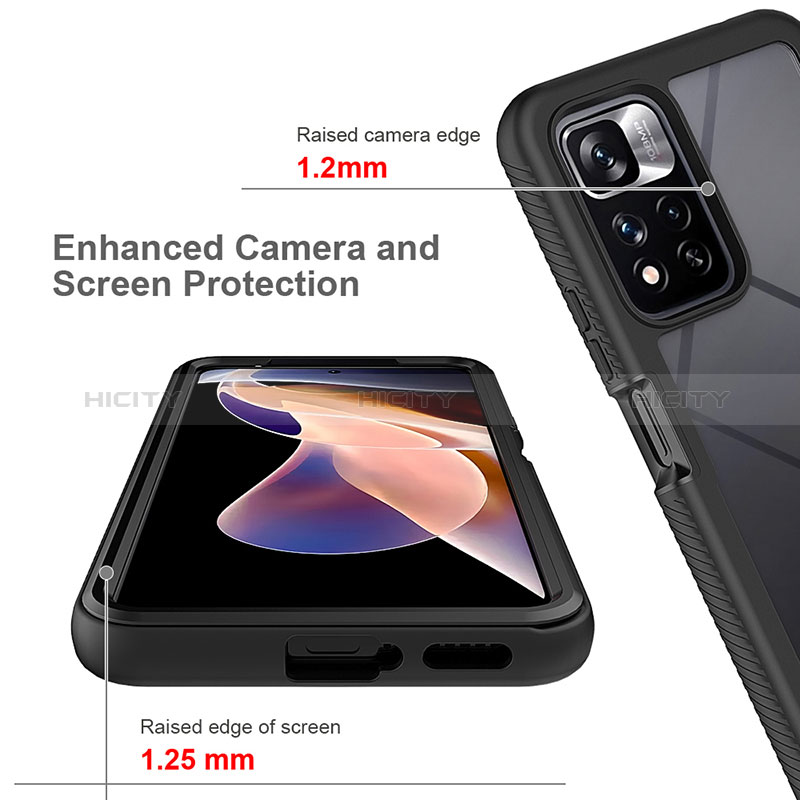 Silikon Schutzhülle Rahmen Tasche Hülle Durchsichtig Transparent 360 Grad Ganzkörper ZJ3 für Xiaomi Redmi Note 11 Pro+ Plus 5G groß