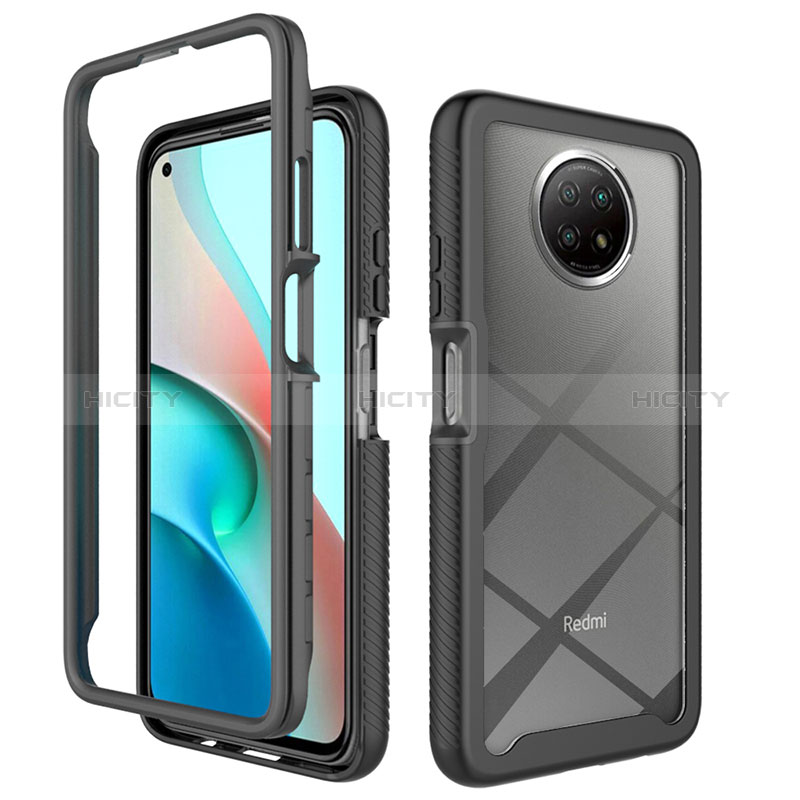 Silikon Schutzhülle Rahmen Tasche Hülle Durchsichtig Transparent 360 Grad Ganzkörper ZJ3 für Xiaomi Redmi Note 9 5G Schwarz