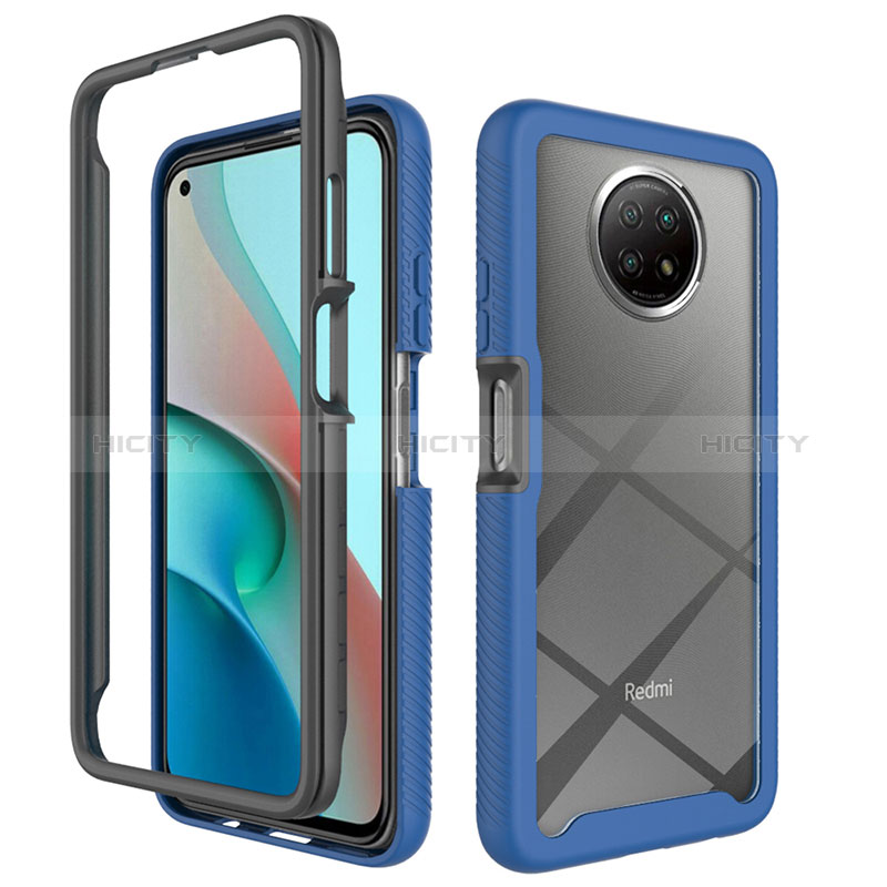 Silikon Schutzhülle Rahmen Tasche Hülle Durchsichtig Transparent 360 Grad Ganzkörper ZJ3 für Xiaomi Redmi Note 9T 5G Blau