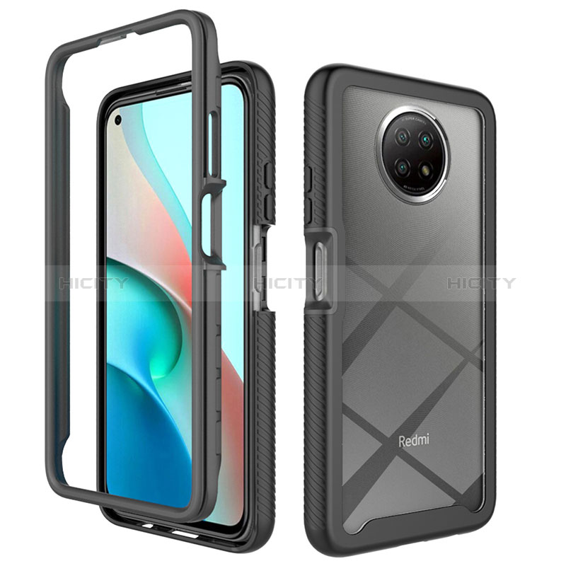 Silikon Schutzhülle Rahmen Tasche Hülle Durchsichtig Transparent 360 Grad Ganzkörper ZJ3 für Xiaomi Redmi Note 9T 5G Schwarz