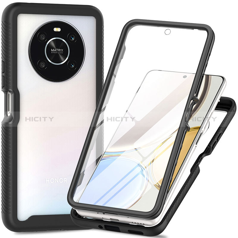 Silikon Schutzhülle Rahmen Tasche Hülle Durchsichtig Transparent 360 Grad Ganzkörper ZJ4 für Huawei Honor Magic4 Lite 4G Schwarz