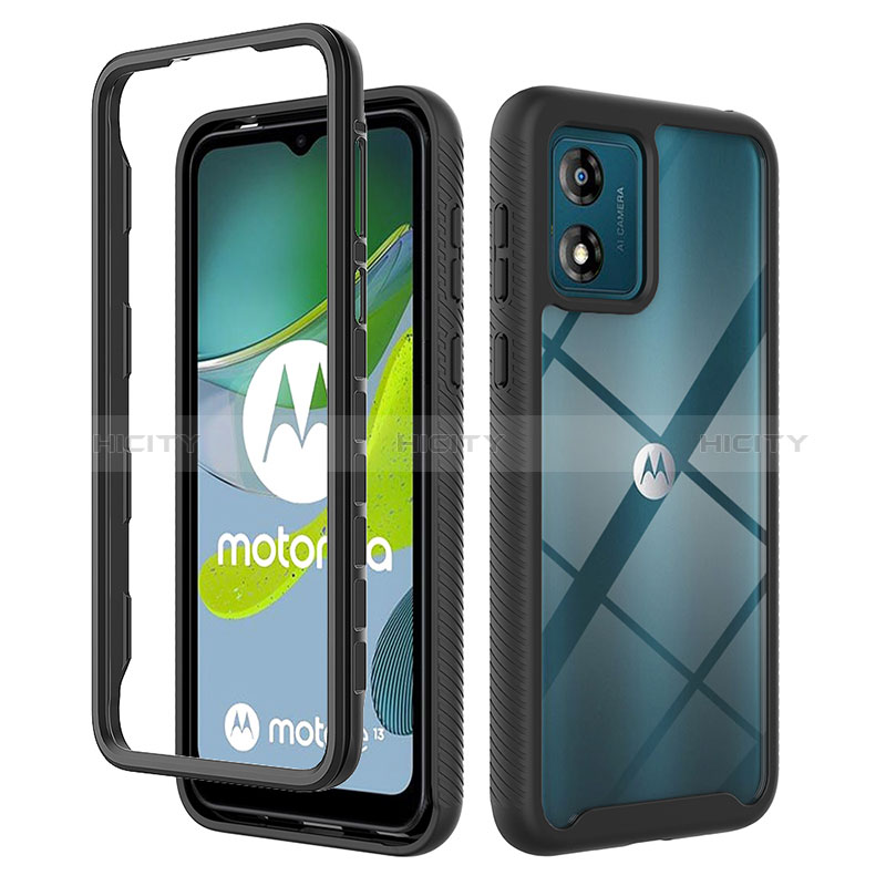 Silikon Schutzhülle Rahmen Tasche Hülle Durchsichtig Transparent 360 Grad Ganzkörper ZJ4 für Motorola Moto E13