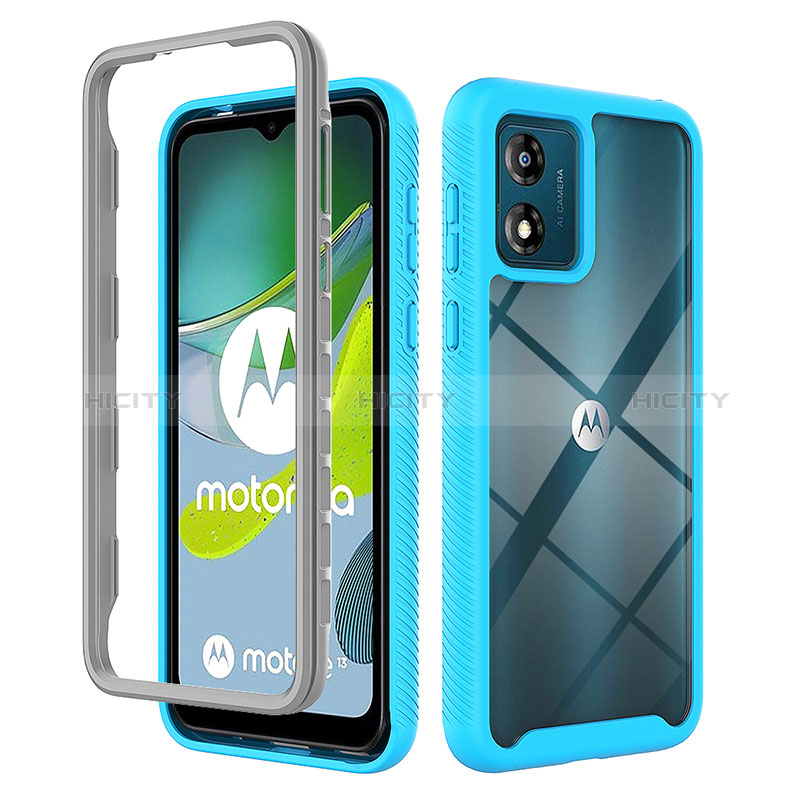 Silikon Schutzhülle Rahmen Tasche Hülle Durchsichtig Transparent 360 Grad Ganzkörper ZJ4 für Motorola Moto E13