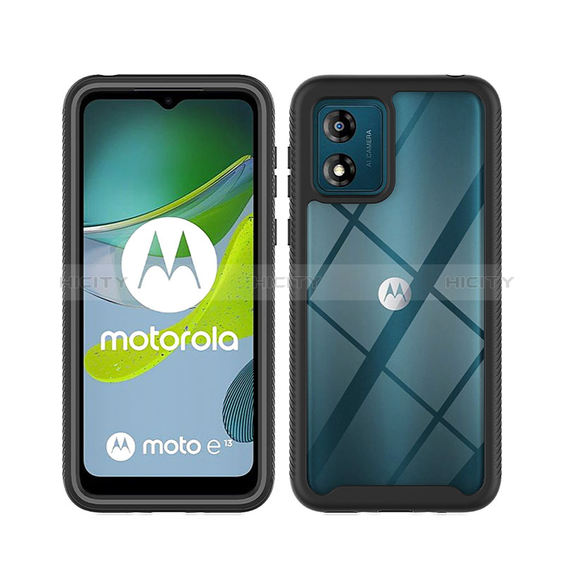 Silikon Schutzhülle Rahmen Tasche Hülle Durchsichtig Transparent 360 Grad Ganzkörper ZJ4 für Motorola Moto E13