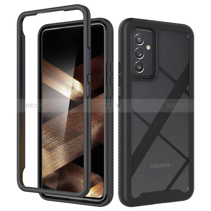 Silikon Schutzhülle Rahmen Tasche Hülle Durchsichtig Transparent 360 Grad Ganzkörper ZJ4 für Samsung Galaxy A15 4G Schwarz Plus