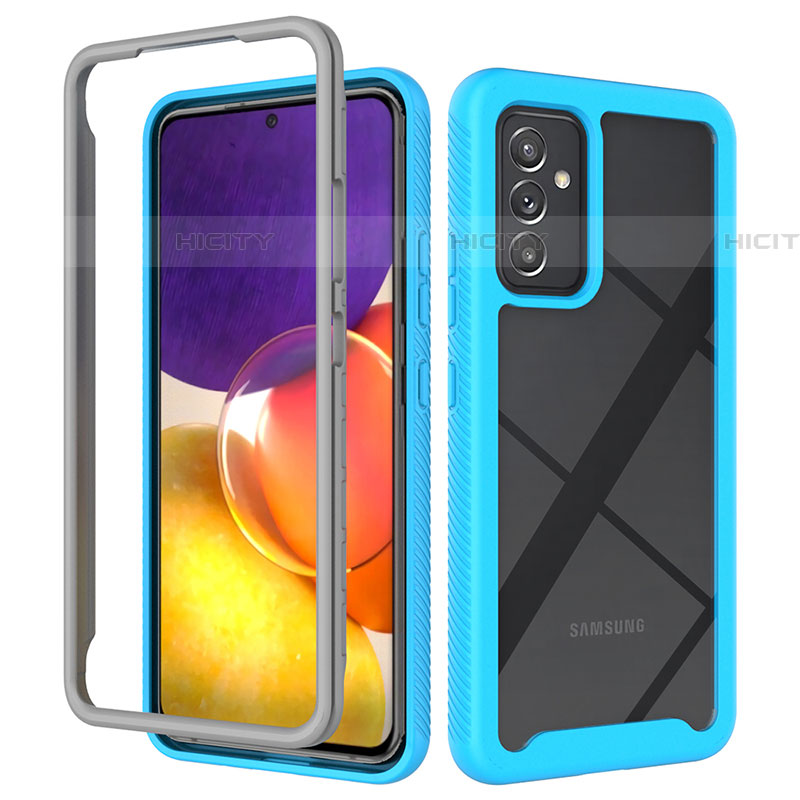 Silikon Schutzhülle Rahmen Tasche Hülle Durchsichtig Transparent 360 Grad Ganzkörper ZJ4 für Samsung Galaxy A24 4G Hellblau Plus