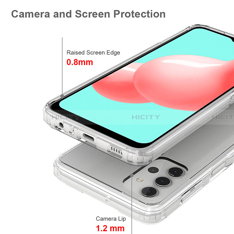 Silikon Schutzhülle Rahmen Tasche Hülle Durchsichtig Transparent 360 Grad Ganzkörper ZJ4 für Samsung Galaxy A32 4G