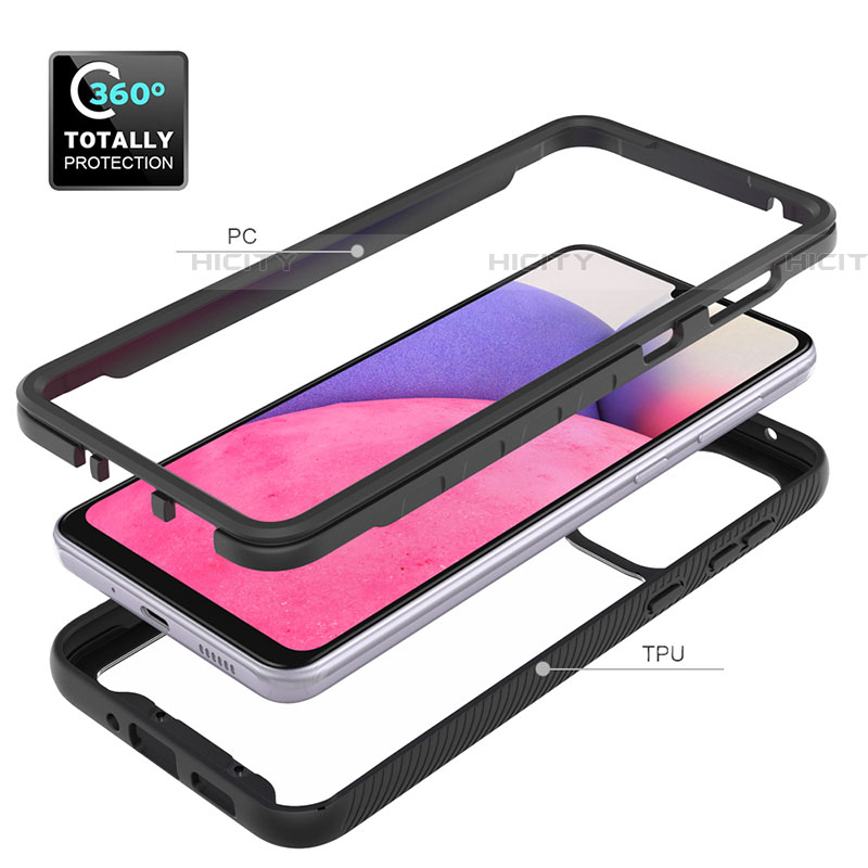 Silikon Schutzhülle Rahmen Tasche Hülle Durchsichtig Transparent 360 Grad Ganzkörper ZJ4 für Samsung Galaxy A33 5G groß