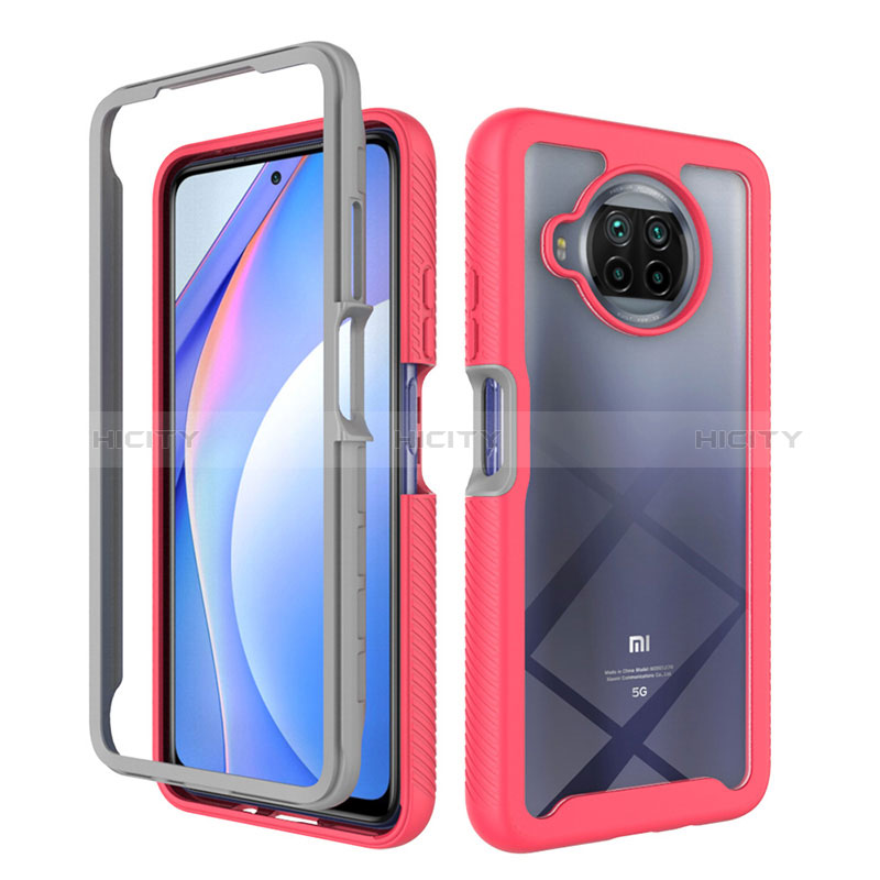 Silikon Schutzhülle Rahmen Tasche Hülle Durchsichtig Transparent 360 Grad Ganzkörper ZJ4 für Xiaomi Mi 10i 5G Pink Plus