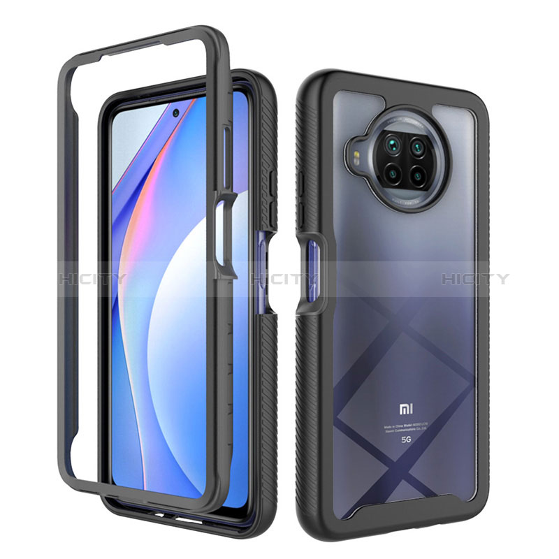 Silikon Schutzhülle Rahmen Tasche Hülle Durchsichtig Transparent 360 Grad Ganzkörper ZJ4 für Xiaomi Mi 10T Lite 5G Schwarz Plus