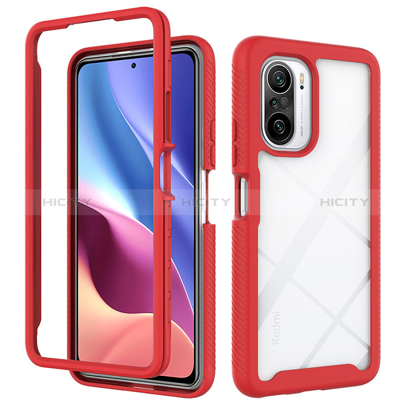 Silikon Schutzhülle Rahmen Tasche Hülle Durchsichtig Transparent 360 Grad Ganzkörper ZJ4 für Xiaomi Mi 11X Pro 5G Rot Plus