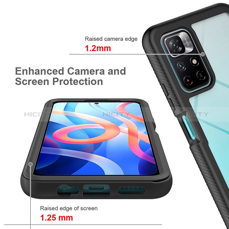 Silikon Schutzhülle Rahmen Tasche Hülle Durchsichtig Transparent 360 Grad Ganzkörper ZJ4 für Xiaomi Poco M4 Pro 5G groß