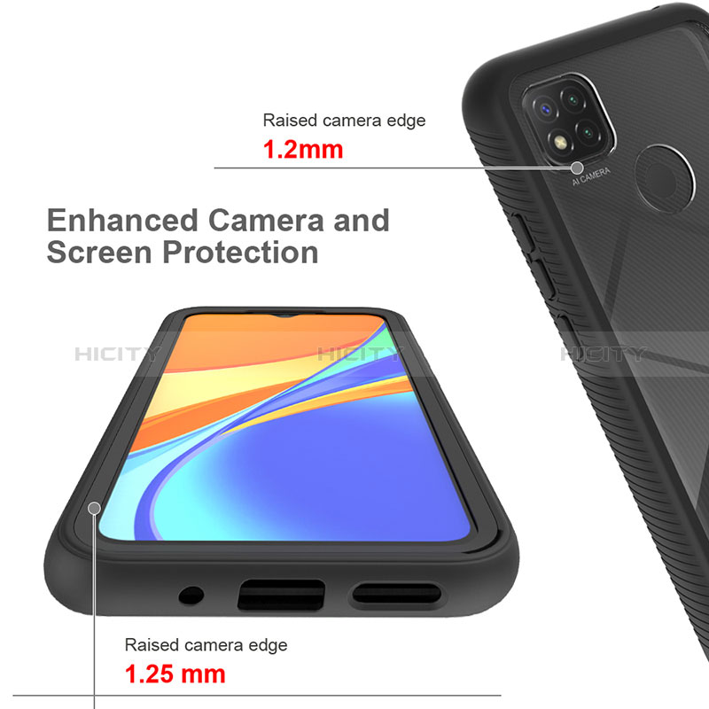 Silikon Schutzhülle Rahmen Tasche Hülle Durchsichtig Transparent 360 Grad Ganzkörper ZJ4 für Xiaomi Redmi 9 Activ groß