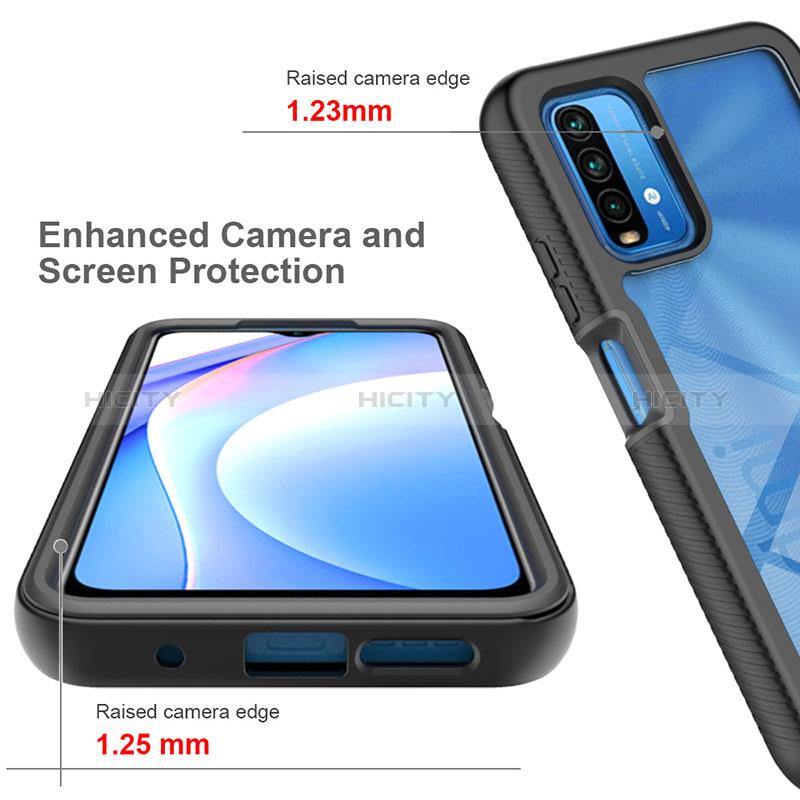 Silikon Schutzhülle Rahmen Tasche Hülle Durchsichtig Transparent 360 Grad Ganzkörper ZJ4 für Xiaomi Redmi 9T 4G groß