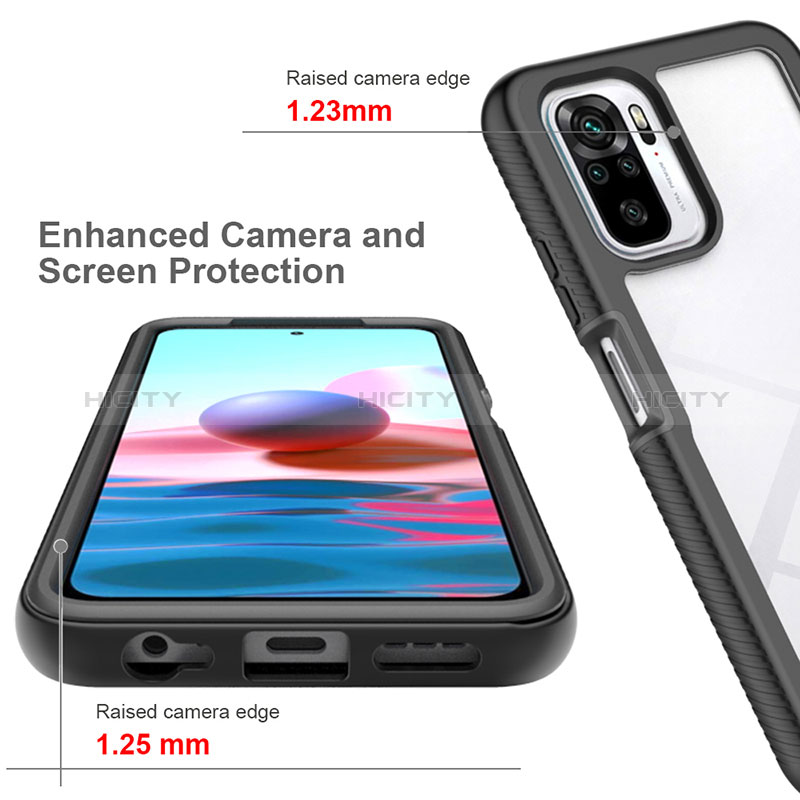 Silikon Schutzhülle Rahmen Tasche Hülle Durchsichtig Transparent 360 Grad Ganzkörper ZJ4 für Xiaomi Redmi Note 10 4G groß