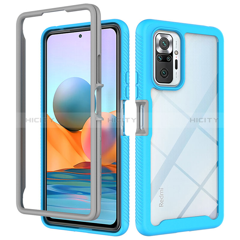 Silikon Schutzhülle Rahmen Tasche Hülle Durchsichtig Transparent 360 Grad Ganzkörper ZJ4 für Xiaomi Redmi Note 10 Pro 4G Hellblau Plus