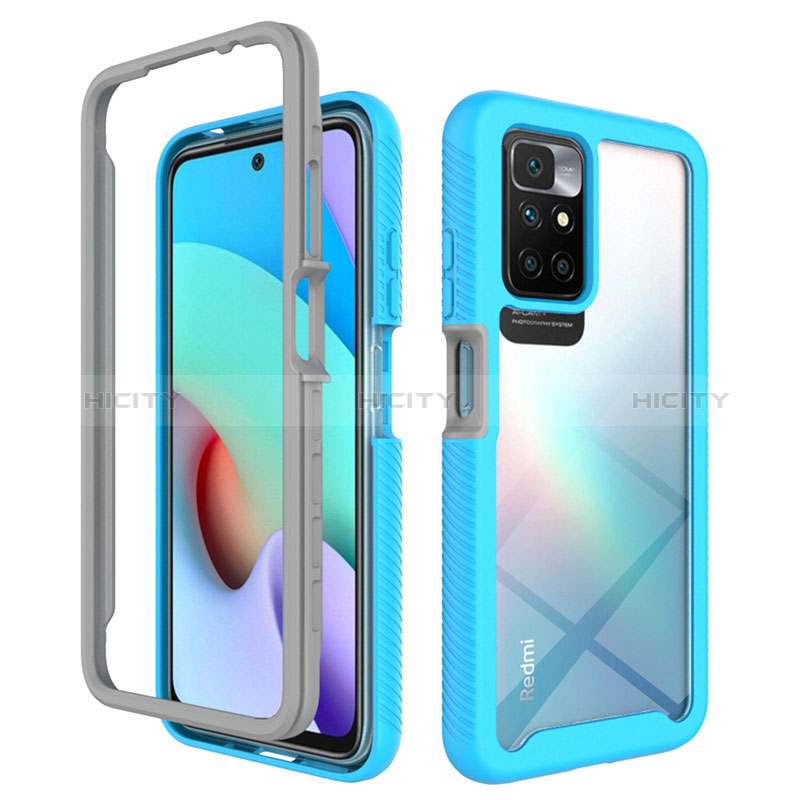 Silikon Schutzhülle Rahmen Tasche Hülle Durchsichtig Transparent 360 Grad Ganzkörper ZJ4 für Xiaomi Redmi Note 11 4G (2021) Hellblau