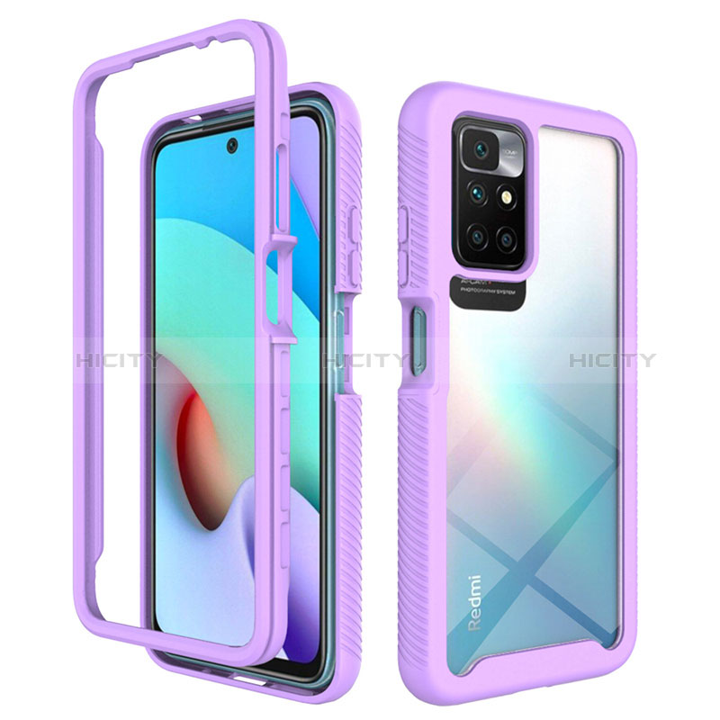 Silikon Schutzhülle Rahmen Tasche Hülle Durchsichtig Transparent 360 Grad Ganzkörper ZJ4 für Xiaomi Redmi Note 11 4G (2021) Helles Lila