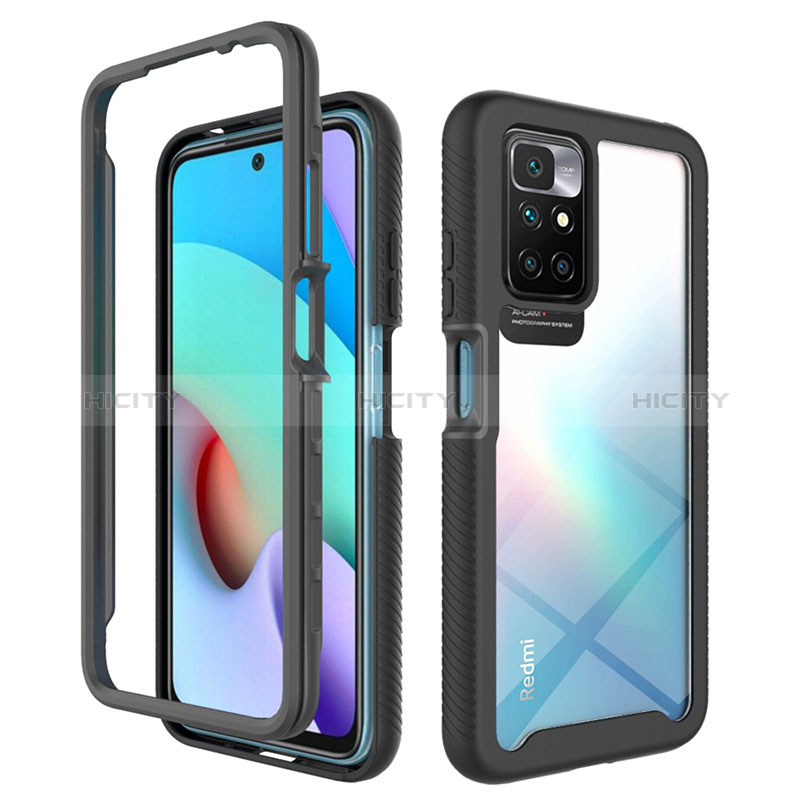 Silikon Schutzhülle Rahmen Tasche Hülle Durchsichtig Transparent 360 Grad Ganzkörper ZJ4 für Xiaomi Redmi Note 11 4G (2021) Schwarz Plus