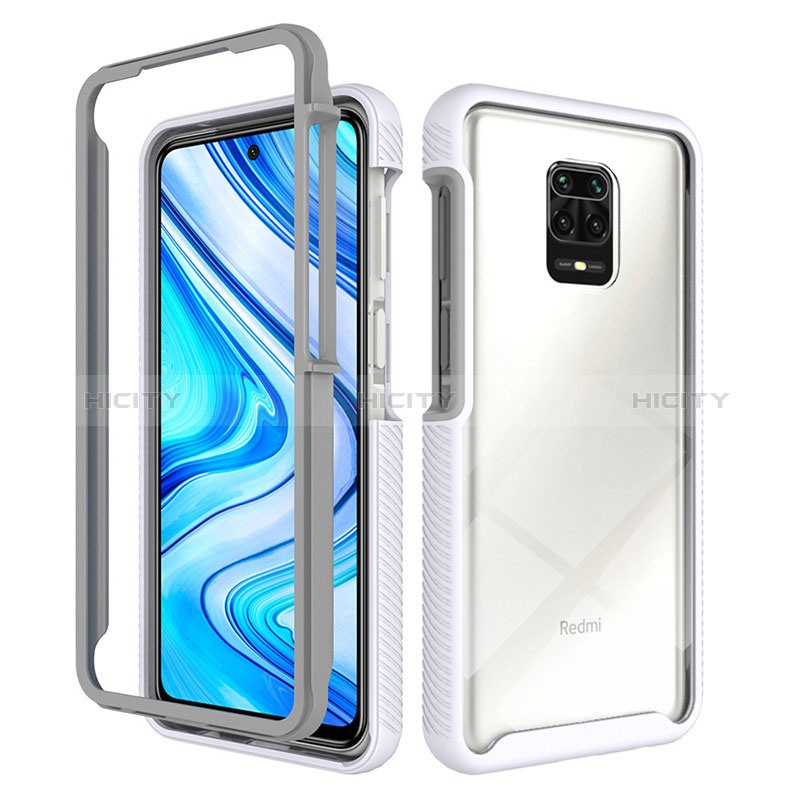 Silikon Schutzhülle Rahmen Tasche Hülle Durchsichtig Transparent 360 Grad Ganzkörper ZJ4 für Xiaomi Redmi Note 9 Pro groß